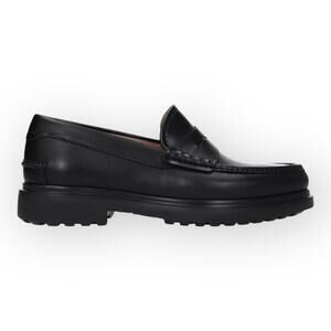 Salvatore Ferragamo Men's Leather Rubber-Sole Penny Loafers in black